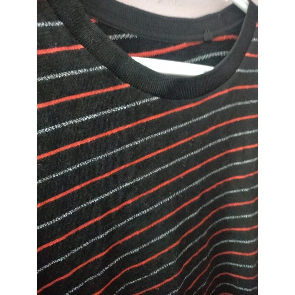 Rag & Bone T Shirt Men's Small Casual Black Red/Grey Striped - Picture 2 of 7